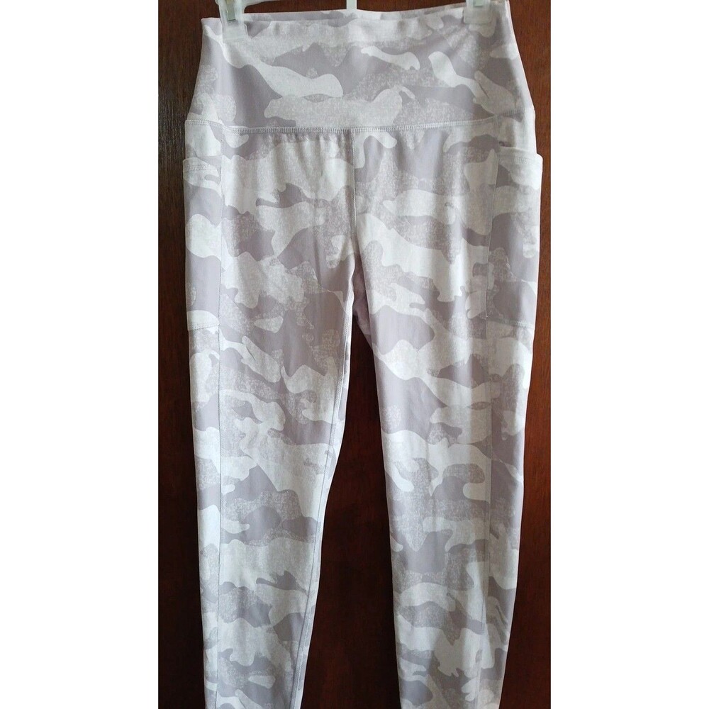RBX Active Leggings Cell Pockets White/Grey Camo High Waist YOGA Workout Large - Picture 2 of 16